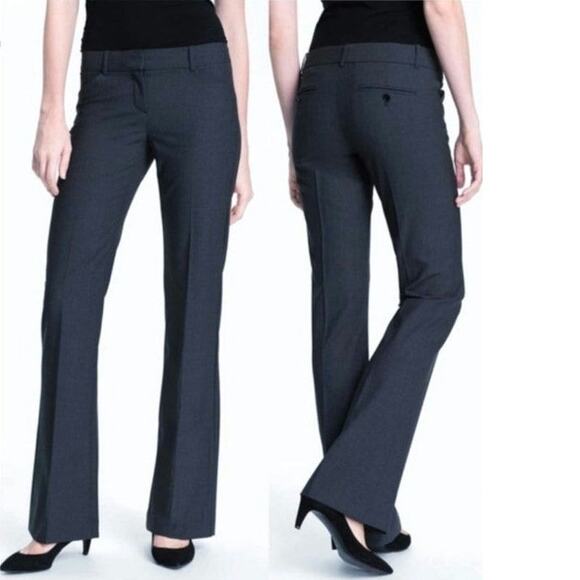 Theory Wool Blend Mid Rise Slim Bootcut Navy Blue Trouser Pant Size 4 - Picture 7 of 16